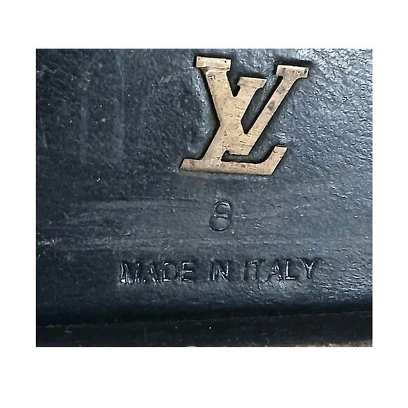 $1200 Louis Vuitton Leather Penny Loafers Shoes Mens US 8 Black Square Toe - Picture 11 of 16